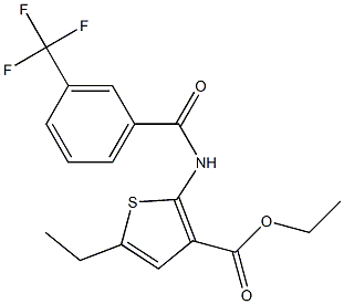 ethyl 5-ethyl-2-{[3-(trifluoromethyl)benzoyl]amino}thiophene-3-carboxylate Struktur