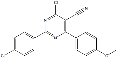 4-chloro-2-(4-chlorophenyl)-6-(4-methoxyphenyl)-5-pyrimidinecarbonitrile 化学構造式