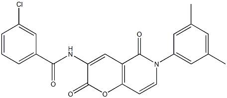 3-chloro-N-[6-(3,5-dimethylphenyl)-2,5-dioxo-5,6-dihydro-2H-pyrano[3,2-c]pyridin-3-yl]benzenecarboxamide Structure