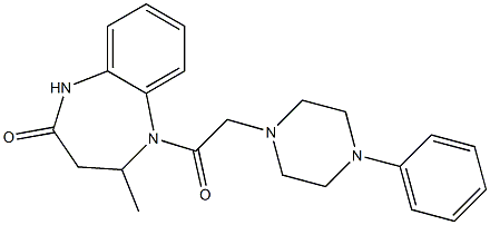 4-methyl-5-[2-(4-phenylpiperazino)acetyl]-1,3,4,5-tetrahydro-2H-1,5-benzodiazepin-2-one,,结构式