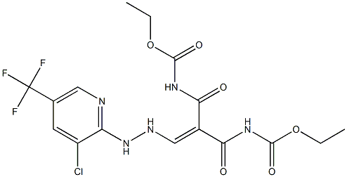 ethyl N-(3-{2-[3-chloro-5-(trifluoromethyl)-2-pyridinyl]hydrazino}-2-{[(ethoxycarbonyl)amino]carbonyl}acryloyl)carbamate,,结构式