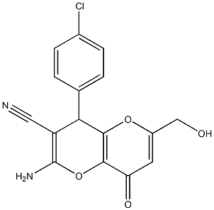 2-amino-4-(4-chlorophenyl)-6-(hydroxymethyl)-8-oxo-4,8-dihydropyrano[3,2-b]pyran-3-carbonitrile Structure