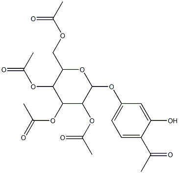 2-(4-acetyl-3-hydroxyphenoxy)-3,5-di(acetyloxy)-6-[(acetyloxy)methyl]tetrahydro-2H-pyran-4-yl acetate 化学構造式