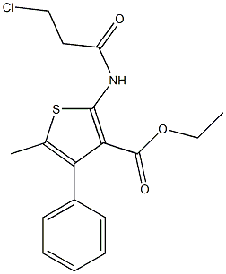 ethyl 2-[(3-chloropropanoyl)amino]-5-methyl-4-phenylthiophene-3-carboxylate,,结构式