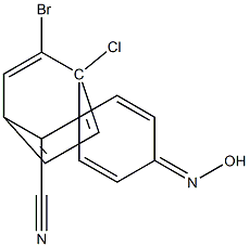 2-(3-bromo-4-hydroxyiminocyclohexa-2,5-dienyliden)-2-(4-chlorophenyl)acetonitrile,,结构式