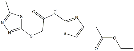 ethyl 2-[2-({2-[(5-methyl-1,3,4-thiadiazol-2-yl)thio]acetyl}amino)-1,3-thiazol-4-yl]acetate Structure