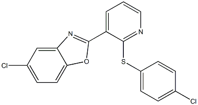 5-chloro-2-{2-[(4-chlorophenyl)sulfanyl]-3-pyridinyl}-1,3-benzoxazole,,结构式