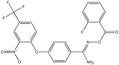 O1-(2-fluorobenzoyl)-4-[2-nitro-4-(trifluoromethyl)phenoxy]benzene-1-carbohydroximamide,,结构式