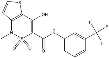 4-hydroxy-1-methyl-2,2-dioxo-N-[3-(trifluoromethyl)phenyl]-1,2-dihydro-2lambda~6~-thieno[3,2-c][1,2]thiazine-3-carboxamide 化学構造式