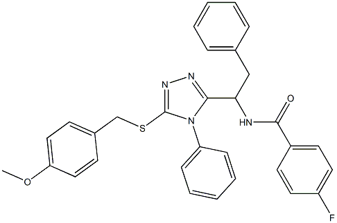 4-fluoro-N-(1-{5-[(4-methoxybenzyl)sulfanyl]-4-phenyl-4H-1,2,4-triazol-3-yl}-2-phenylethyl)benzenecarboxamide Structure