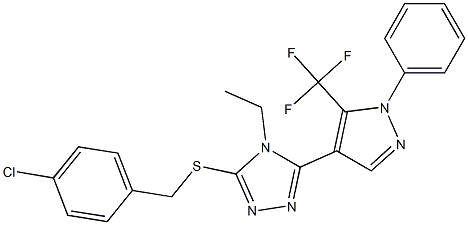 4-chlorobenzyl 4-ethyl-5-[1-phenyl-5-(trifluoromethyl)-1H-pyrazol-4-yl]-4H-1,2,4-triazol-3-yl sulfide 化学構造式