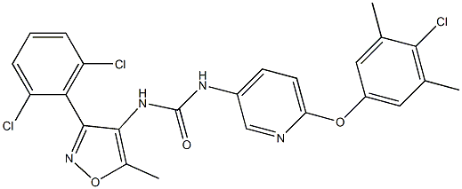 N-[6-(4-chloro-3,5-dimethylphenoxy)-3-pyridyl]-N'-[3-(2,6-dichlorophenyl)-5-methylisoxazol-4-yl]urea Structure