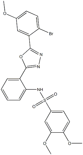 N1-{2-[5-(2-bromo-5-methoxyphenyl)-1,3,4-oxadiazol-2-yl]phenyl}-3,4-dimethoxybenzene-1-sulfonamide 结构式