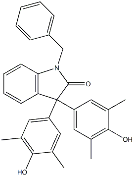 1-benzyl-3,3-di(4-hydroxy-3,5-dimethylphenyl)indolin-2-one,,结构式