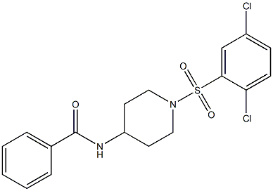 N-{1-[(2,5-dichlorophenyl)sulfonyl]-4-piperidinyl}benzenecarboxamide Struktur