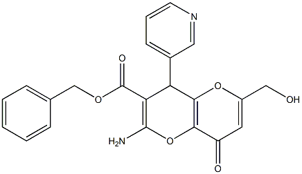 benzyl 2-amino-6-(hydroxymethyl)-8-oxo-4-(3-pyridinyl)-4,8-dihydropyrano[3,2-b]pyran-3-carboxylate 化学構造式