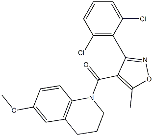 [3-(2,6-dichlorophenyl)-5-methylisoxazol-4-yl](6-methoxy-1,2,3,4-tetrahydroquinolin-1-yl)methanone,,结构式