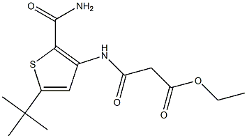 ethyl 3-{[2-(aminocarbonyl)-5-(tert-butyl)-3-thienyl]amino}-3-oxopropanoate 化学構造式