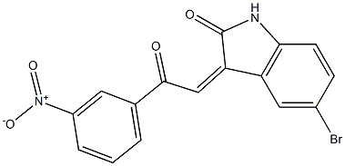 5-bromo-3-[2-(3-nitrophenyl)-2-oxoethylidene]indolin-2-one,,结构式