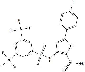 3-({[3,5-di(trifluoromethyl)phenyl]sulfonyl}amino)-5-(4-fluorophenyl)thiophene-2-carboxamide Structure