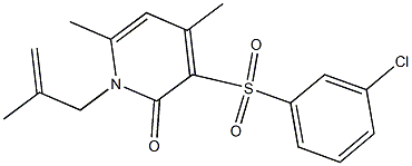 3-[(3-chlorophenyl)sulfonyl]-4,6-dimethyl-1-(2-methyl-2-propenyl)-2(1H)-pyridinone,,结构式