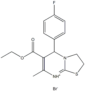 6-(ethoxycarbonyl)-5-(4-fluorophenyl)-7-methyl-2,3-dihydro-5H-[1,3]thiazolo[3,2-a]pyrimidin-8-ium bromide 化学構造式