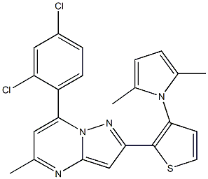 7-(2,4-dichlorophenyl)-2-[3-(2,5-dimethyl-1H-pyrrol-1-yl)-2-thienyl]-5-methylpyrazolo[1,5-a]pyrimidine Struktur