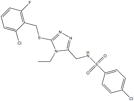 4-chloro-N-({5-[(2-chloro-6-fluorobenzyl)sulfanyl]-4-ethyl-4H-1,2,4-triazol-3-yl}methyl)benzenesulfonamide Structure