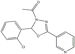 1-[2-(2-chlorophenyl)-5-(3-pyridyl)-2,3-dihydro-1,3,4-oxadiazol-3-yl]ethan-1-one,,结构式