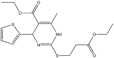 ethyl 2-[(3-ethoxy-3-oxopropyl)thio]-6-methyl-4-(2-thienyl)-1,4-dihydropyrimidine-5-carboxylate Structure