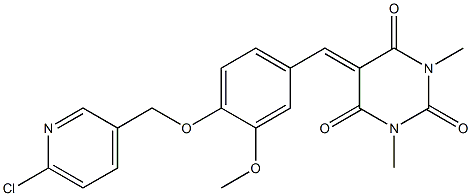 5-({4-[(6-chloro-3-pyridinyl)methoxy]-3-methoxyphenyl}methylene)-1,3-dimethyl-2,4,6(1H,3H,5H)-pyrimidinetrione 结构式