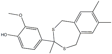 2-methoxy-4-(3,7,8-trimethyl-1,5-dihydro-2,4-benzodithiepin-3-yl)phenol Struktur