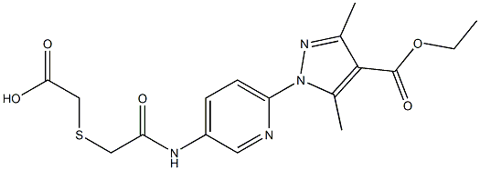 2-{[2-({6-[4-(ethoxycarbonyl)-3,5-dimethyl-1H-pyrazol-1-yl]-3-pyridinyl}amino)-2-oxoethyl]sulfanyl}acetic acid Structure