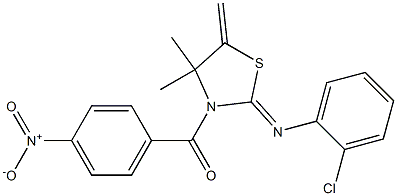 {2-[(2-chlorophenyl)imino]-4,4-dimethyl-5-methylidene-1,3-thiazolan-3-yl}(4-nitrophenyl)methanone 结构式