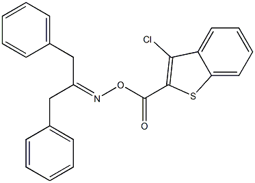 2-({[(1-benzyl-2-phenylethylidene)amino]oxy}carbonyl)-3-chloro-1-benzothiophene 化学構造式