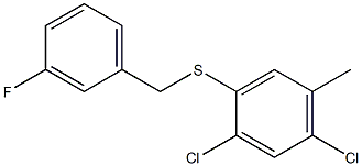 1,5-dichloro-2-[(3-fluorobenzyl)thio]-4-methylbenzene 化学構造式