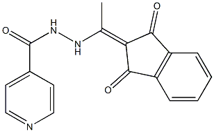 N'-[1-(1,3-dioxo-1,3-dihydro-2H-inden-2-yliden)ethyl]isonicotinohydrazide 化学構造式
