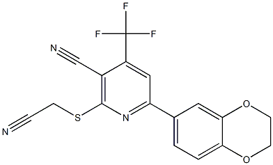 2-[(cyanomethyl)sulfanyl]-6-(2,3-dihydro-1,4-benzodioxin-6-yl)-4-(trifluoromethyl)nicotinonitrile|