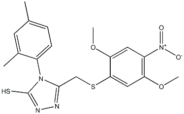 5-{[(2,5-dimethoxy-4-nitrophenyl)thio]methyl}-4-(2,4-dimethylphenyl)-4H-1,2,4-triazole-3-thiol Struktur