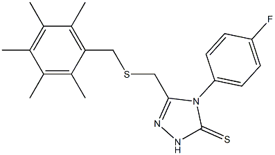 4-(4-fluorophenyl)-3-{[(2,3,4,5,6-pentamethylbenzyl)thio]methyl}-4,5-dihydro-1H-1,2,4-triazole-5-thione Structure