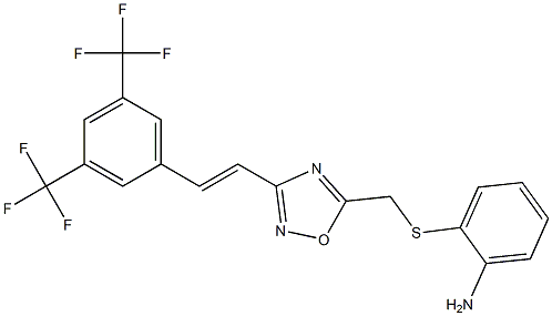 2-[({3-[3,5-di(trifluoromethyl)styryl]-1,2,4-oxadiazol-5-yl}methyl)thio]aniline Structure