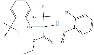 ethyl 2-[(2-chlorobenzoyl)amino]-3,3,3-trifluoro-2-[2-(trifluoromethyl)anilino]propanoate 化学構造式