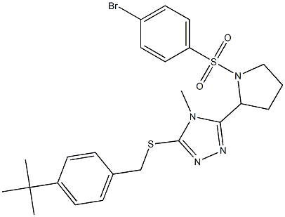 3-{1-[(4-bromophenyl)sulfonyl]-2-pyrrolidinyl}-5-{[4-(tert-butyl)benzyl]sulfanyl}-4-methyl-4H-1,2,4-triazole,,结构式
