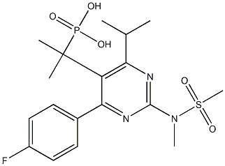 Dimethyl[4-(4-fluorophenyl)-6-isopropyl-2-(N-methyl-N-methylsulfonyl-amino)-pyrimidi-5-yl]methyl-phosphonate 化学構造式