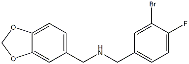 (2H-1,3-benzodioxol-5-ylmethyl)[(3-bromo-4-fluorophenyl)methyl]amine,,结构式