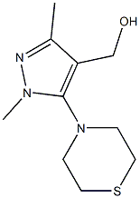 [1,3-dimethyl-5-(thiomorpholin-4-yl)-1H-pyrazol-4-yl]methanol,,结构式