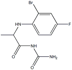 {2-[(2-bromo-4-fluorophenyl)amino]propanoyl}urea Structure