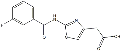 {2-[(3-fluorobenzoyl)amino]-1,3-thiazol-4-yl}acetic acid 化学構造式