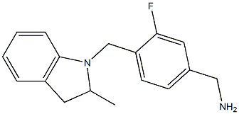 {3-fluoro-4-[(2-methyl-2,3-dihydro-1H-indol-1-yl)methyl]phenyl}methanamine 结构式