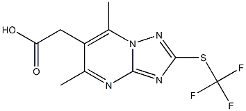 {5,7-dimethyl-2-[(trifluoromethyl)thio][1,2,4]triazolo[1,5-a]pyrimidin-6-yl}acetic acid 化学構造式